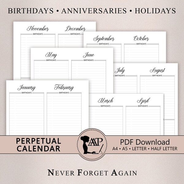 Perpetual Calendar - Etsy