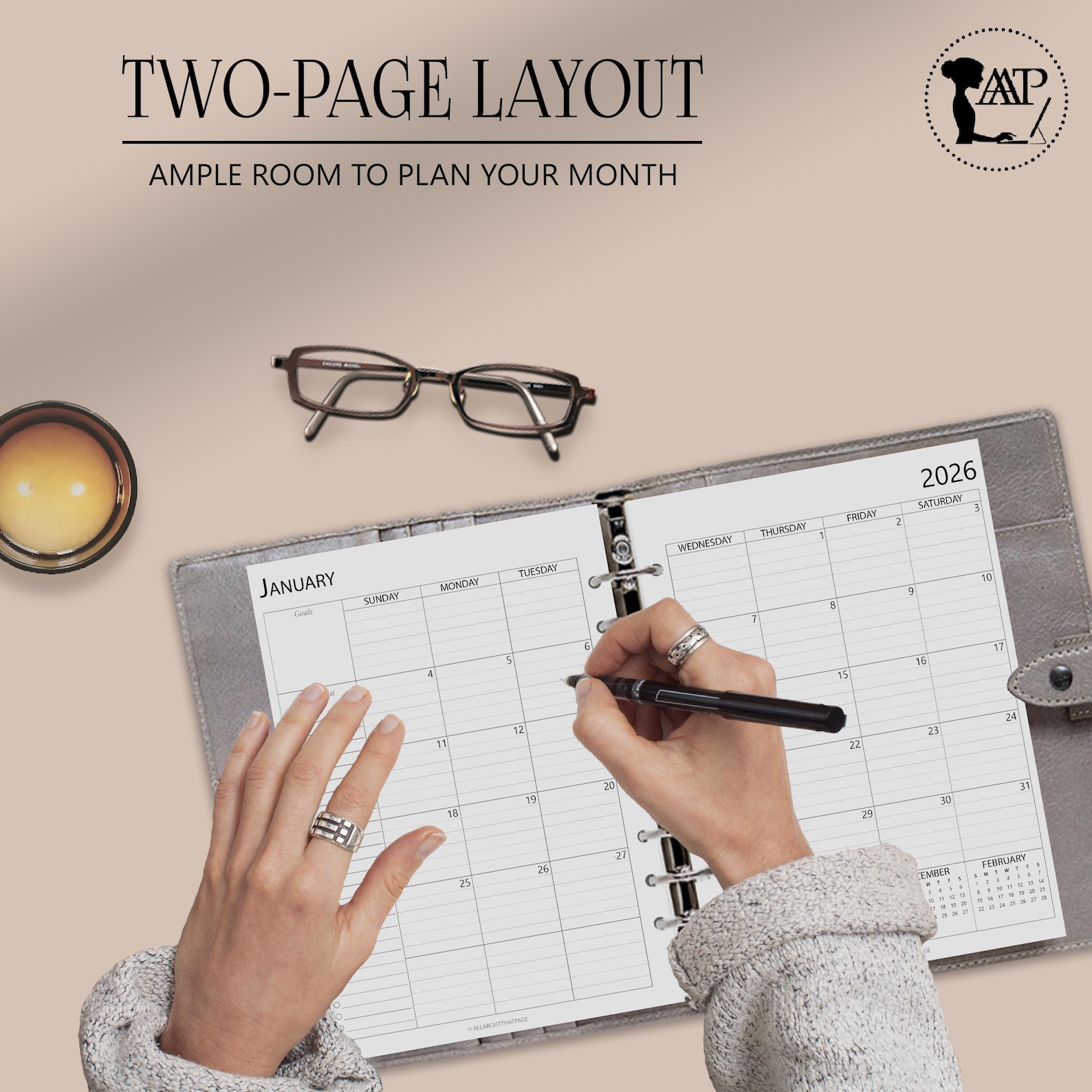 2026 2027 Monthly Calendar Printable | Two 2 Page Lined Unlined Planner ...