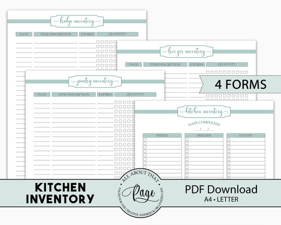 Kitchen Inventory Printable Fridge Freezer And Pantry Etsy