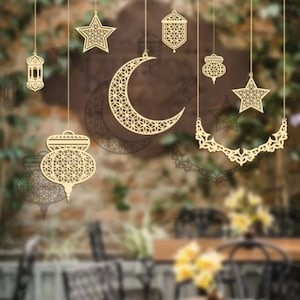 Wooden Islamic Hanging Decor Eid Ramadan Decoration