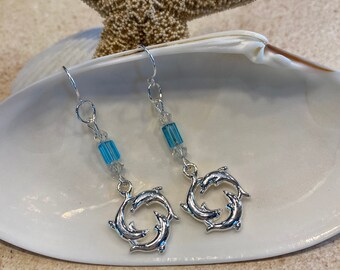 Dolphin Earrings Beach Earrings Ocean Earrings