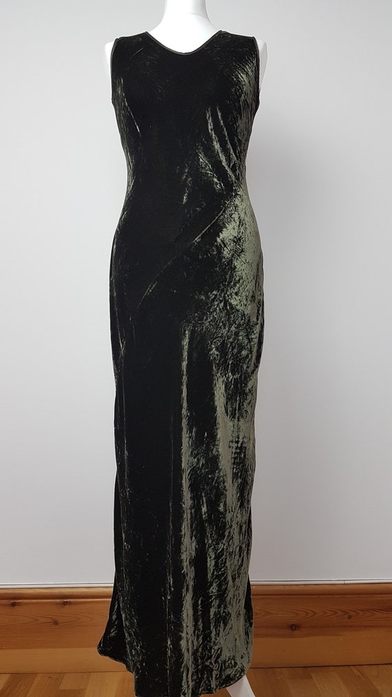 marks and spencer green velvet dress