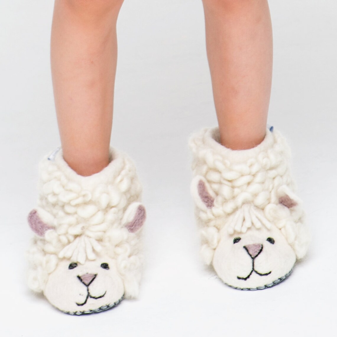 Lamb felted slippers Animal merino wool slippers Fuzzy Etsy