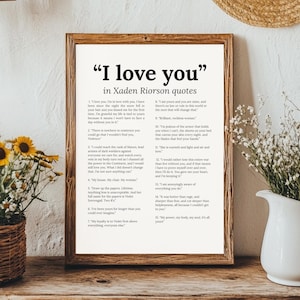 Fourth Wing Xaden Riorson Quote | “I Love You” Without Saying It | Romantasy Printable Wall Art | Graduation Card | Digital Download