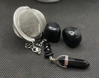 Handmade Black Obsidian Gemstone Tea Ball Infuser