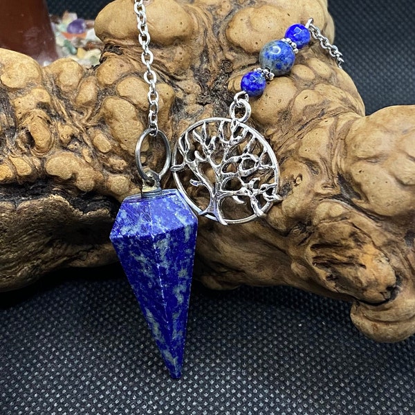 Lapis Lazuli Faceted Cone Pendulum Healing Dowsing Crystal Pendulum, Christmas, Halloween, Birthday Gift