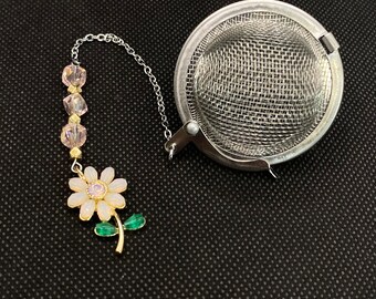 Handmade Tea Infuser Ball with Flower Charm, Tea Accessory