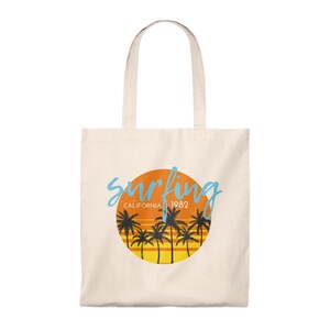California surfing canvas tote bag