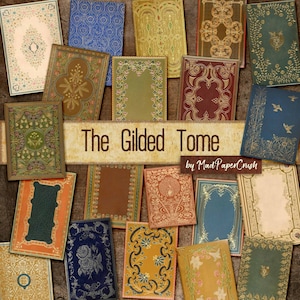 Gilded Book Covers | Digital Book Covers | Printable Junk Journal Book Covers