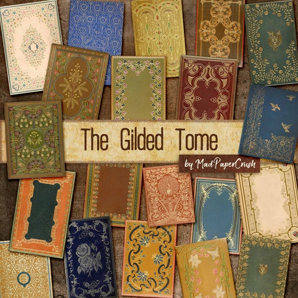 Gilded Book Covers | Digital Book Covers | Printable Junk Journal Book Covers