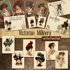 Viktorianische Hutmacherei | Hut Thema Mini Junk Journal Kit | Viktorianischer Hut Ephemera