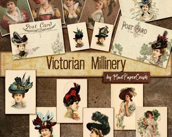 Victorian Millinery | Hat Theme Mini Junk Journal Kit | Victorian Hat Ephemera