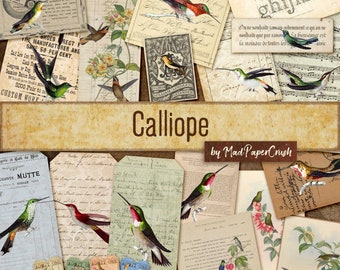 Calliope - Digital Hummingbird Journal Kit, Junk Journal Kit, Digital Download