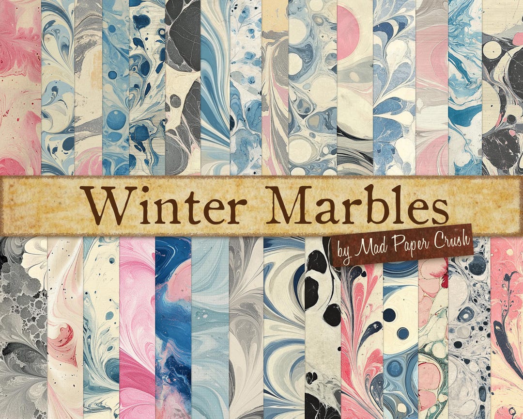 Marbled End Papers Winter Colors Vintage Endpapers Junk Journal ...