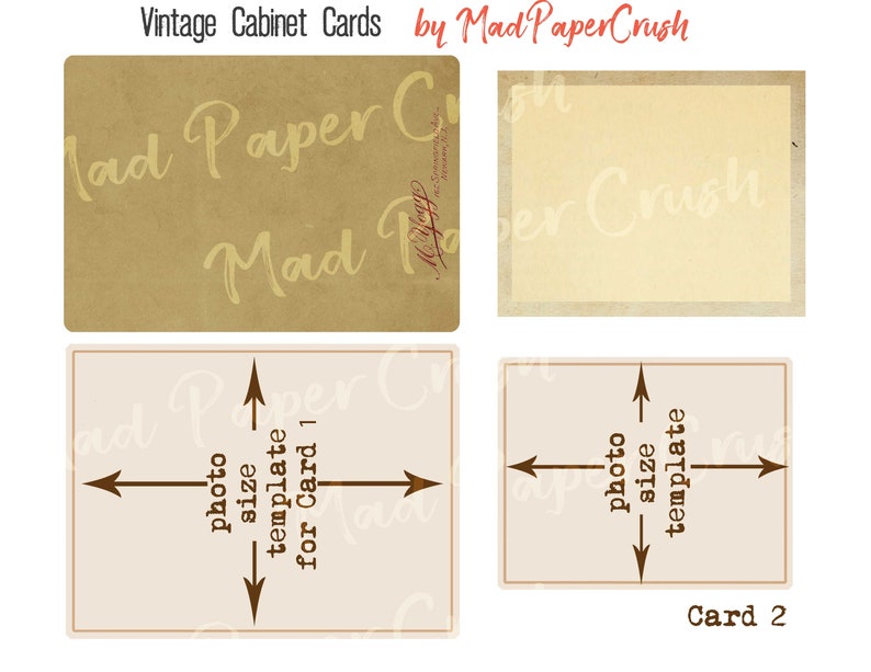 Vintage Style Cards DIY Cards, Digital Download