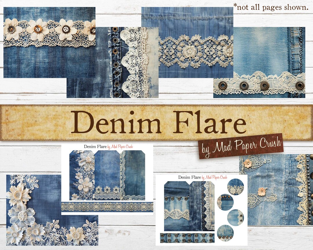 Denim and Lace Junk Journal Pages, Ephemera (digital Paper Kit) - Etsy
