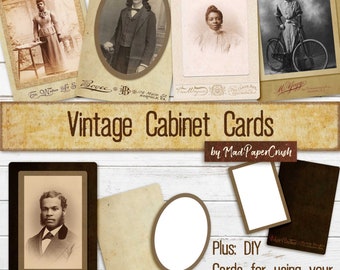 Vintage Style Cabinet Cards - DIY Cabinet Cards, Digital Download, Digital Ephemera Kit