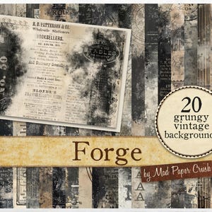 Vintage Industrial Digital Paper Pack, Grungy Forged Background Printable Papers Junk Journal & Scrapbooking Kit