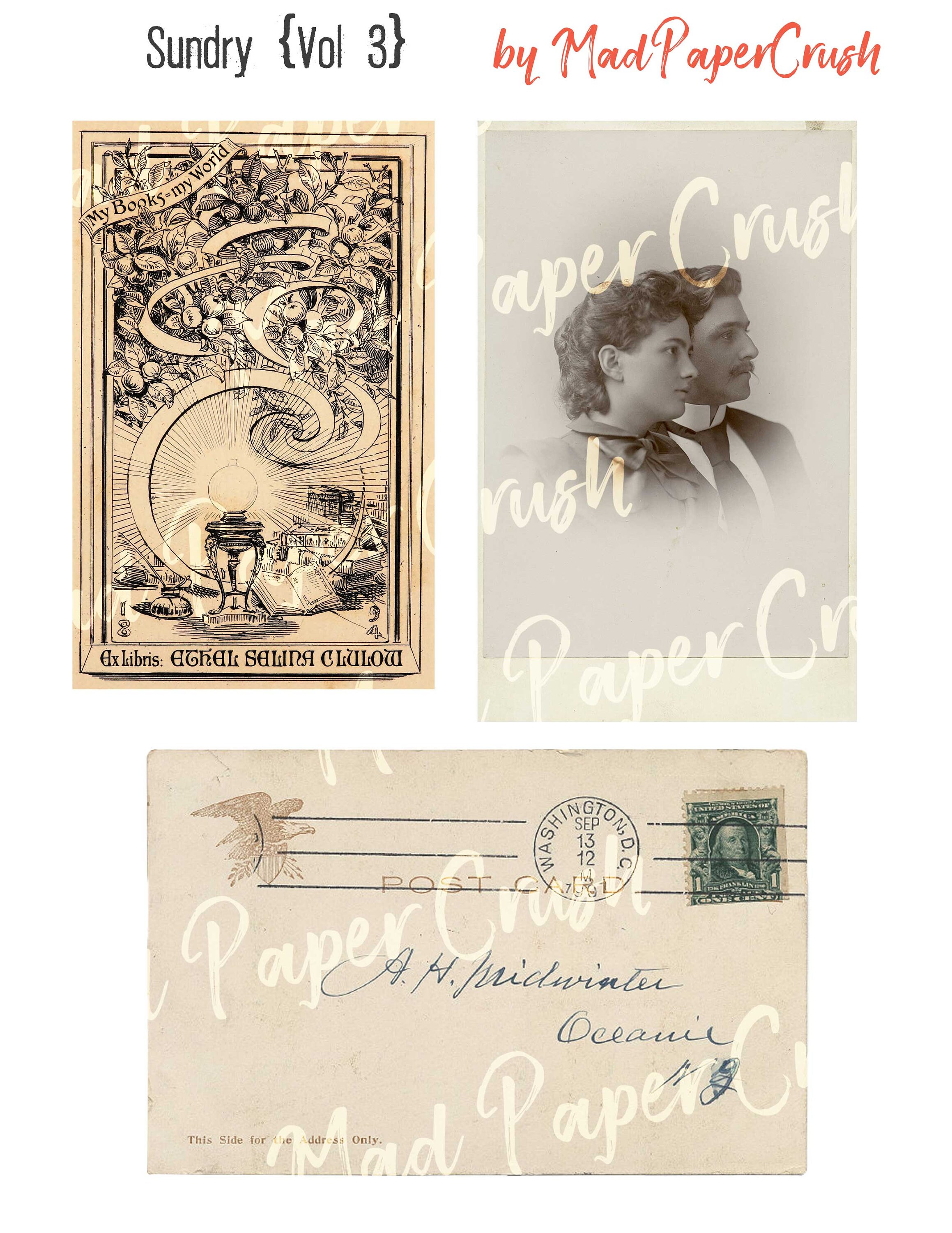 Vintage Ephemera Digital Ephemera Journal Supplies Sundry Volume