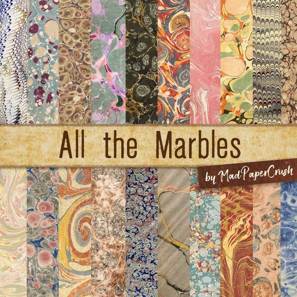 Marbled End Papers | Junk Journal Backgrounds | Vintage Endpapers