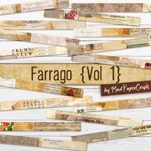 Afdrukbare washi-tape in vintage stijl | Digitale Collaged Washi Tape