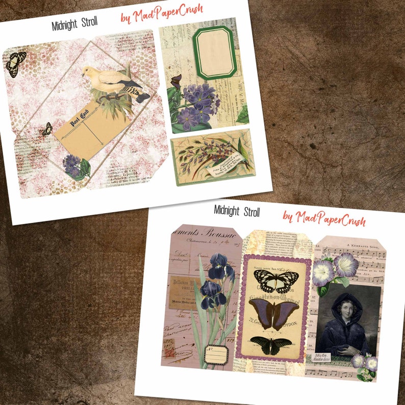 Flora and Fauna Digital Junk Journal Kit Midnight Hues Theme Kit