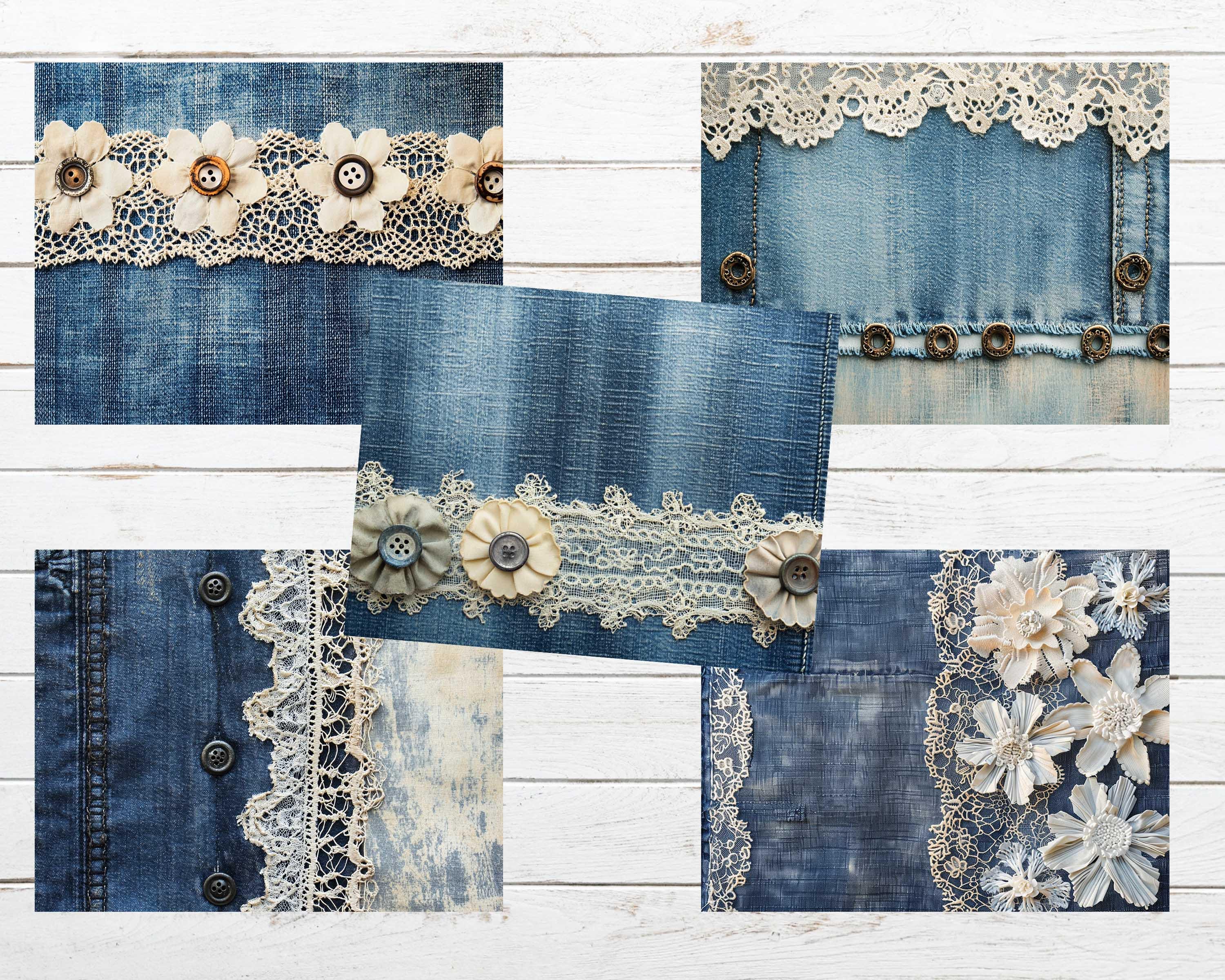 Denim and Lace Junk Journal Pages, Ephemera (digital Paper Kit) - Etsy