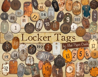 Rusty Metal Number Tags | Printable Locker Tags (Digital Download)