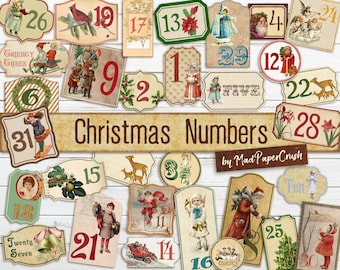 Christmas Themed Number Labels | Daily December Numbers