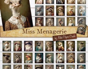 Lady Animals in Victorian Clothing | Anthropomorphized Portraits of Zoo Creatures | Digital Download
