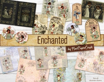 Mixed Media Digital Journal Kit vintage flower child of color printable junk journal pages