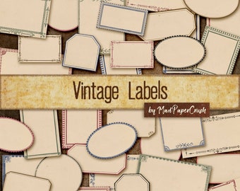 Vintage labels, digitale labels, blanco antieke labels, afdrukbare decoratieve labels