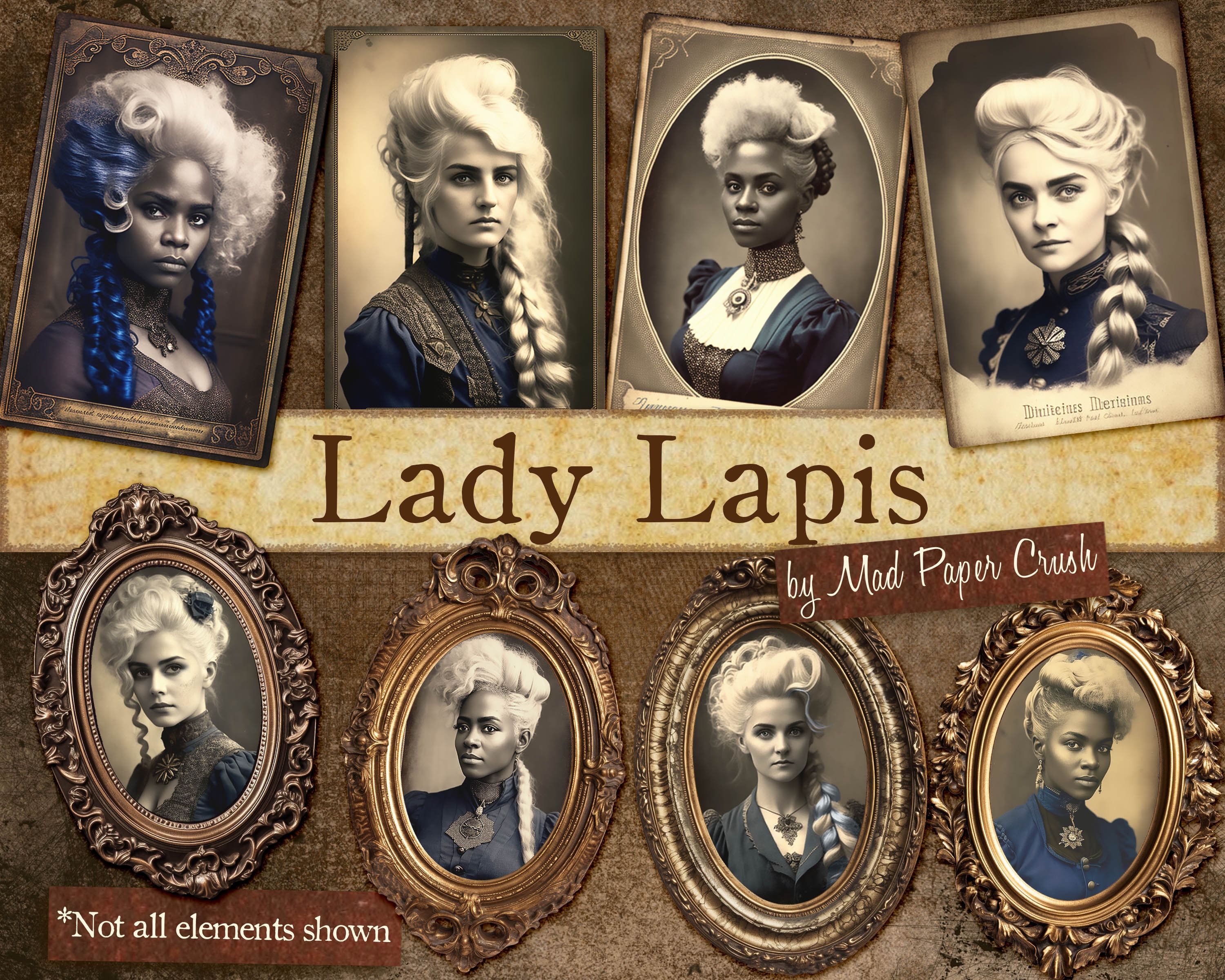 Vintage Lady Botanist Tall Journal Kit | Ladies in Lapis Lazuli Junk Journal Printables