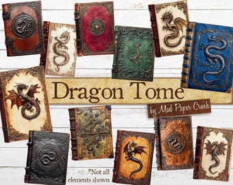 Medieval Dragon Book Covers Printable Dragon Art for Junk Journals and Paper Crafters