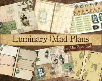Lantern Planner Kit, Vintage Candle Ephemera (US Letter Printable)