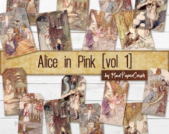 Alice in Wonderland Printable Tags and Journal Cards (Digital Download)
