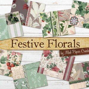 Christmas Theme Wallpaper Collage | Digital Christmas Paper | Vintage Holiday Collage Papers