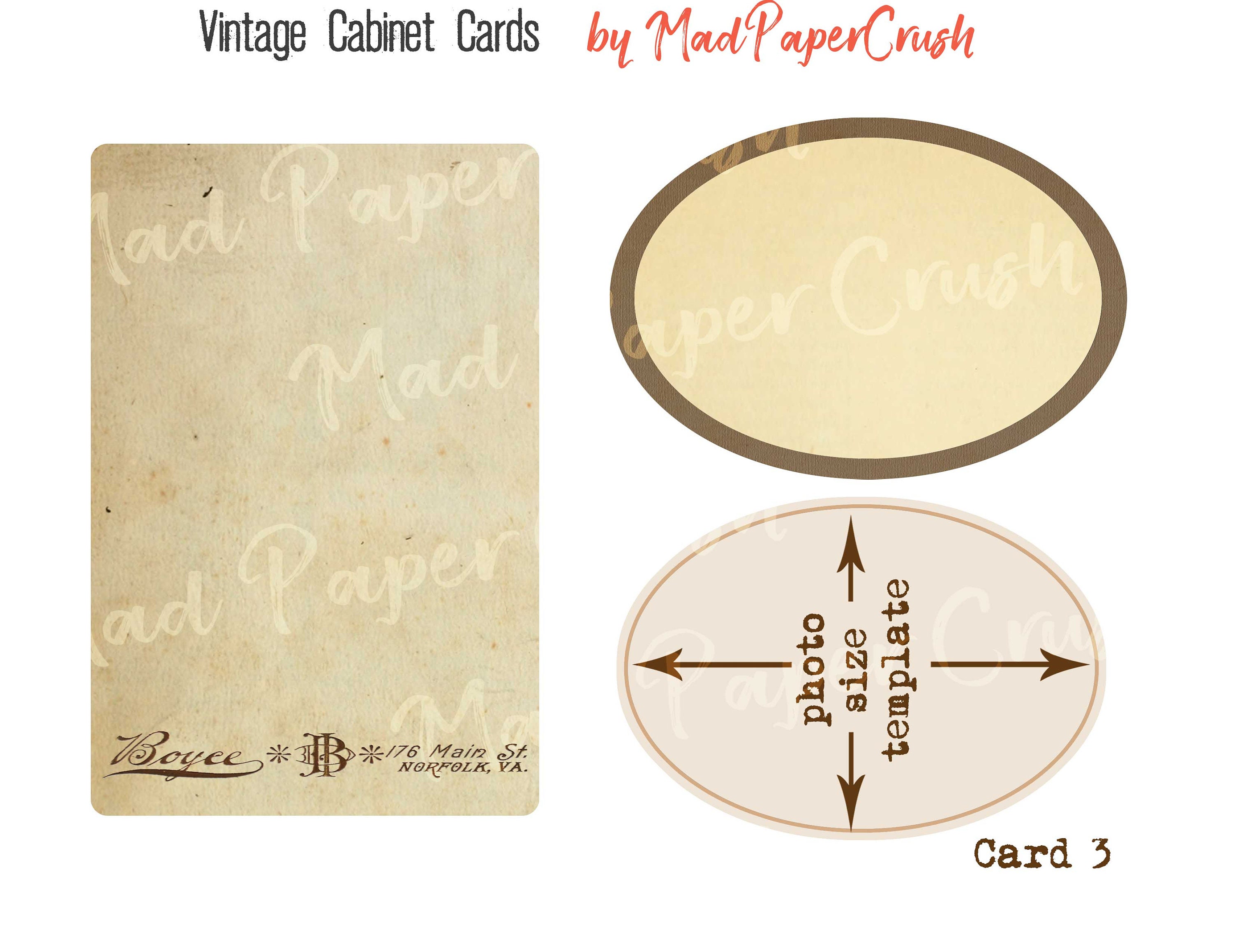 Vintage Style Cards DIY Cards, Digital Download