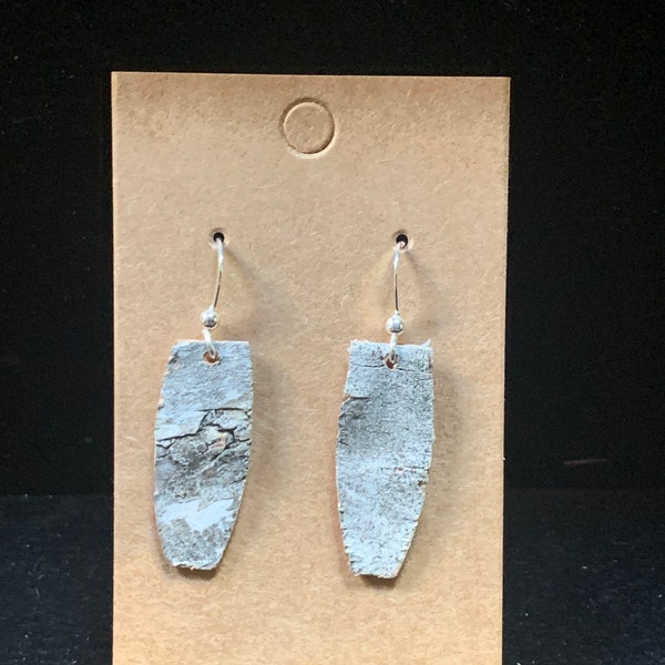 Birch bark sterling silver earrings