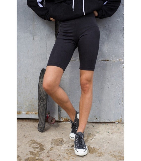 womens black cotton biker shorts