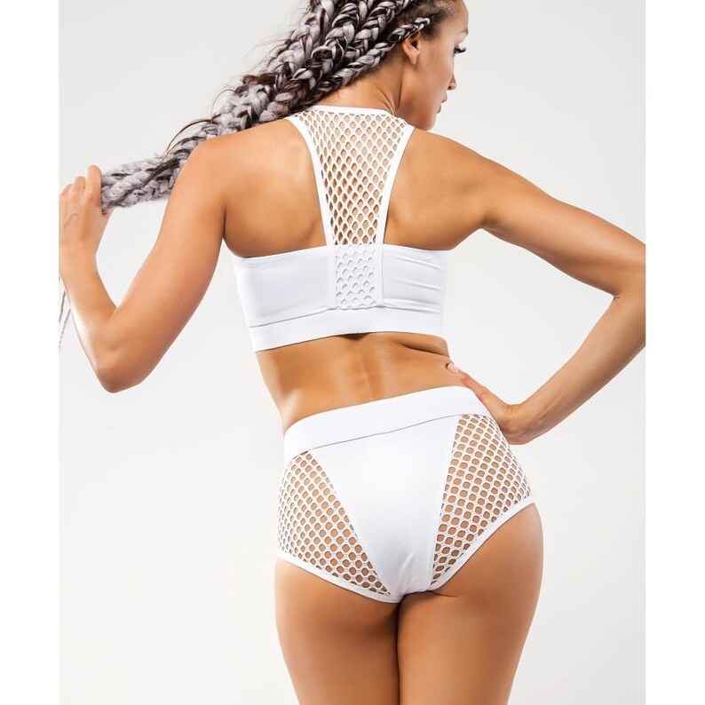 Pole dance wear white High waisted shorts and top Pole dance Etsy