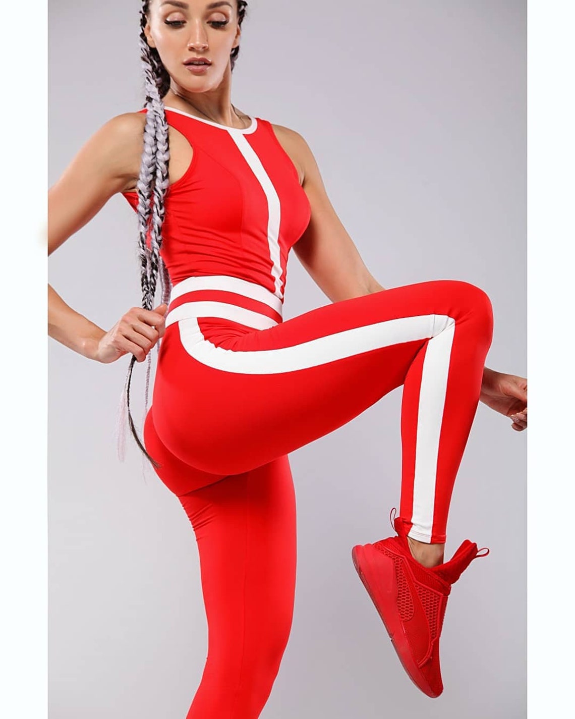 Jumpsuit With Stripes Women Workout Bodysuit Yoga Jumpsuit Etsy