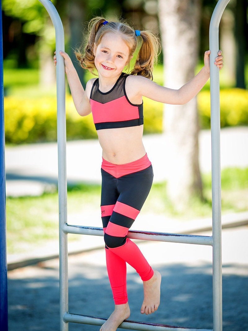Girls dancewear Girls activewear set Top and leggings Girls Etsy