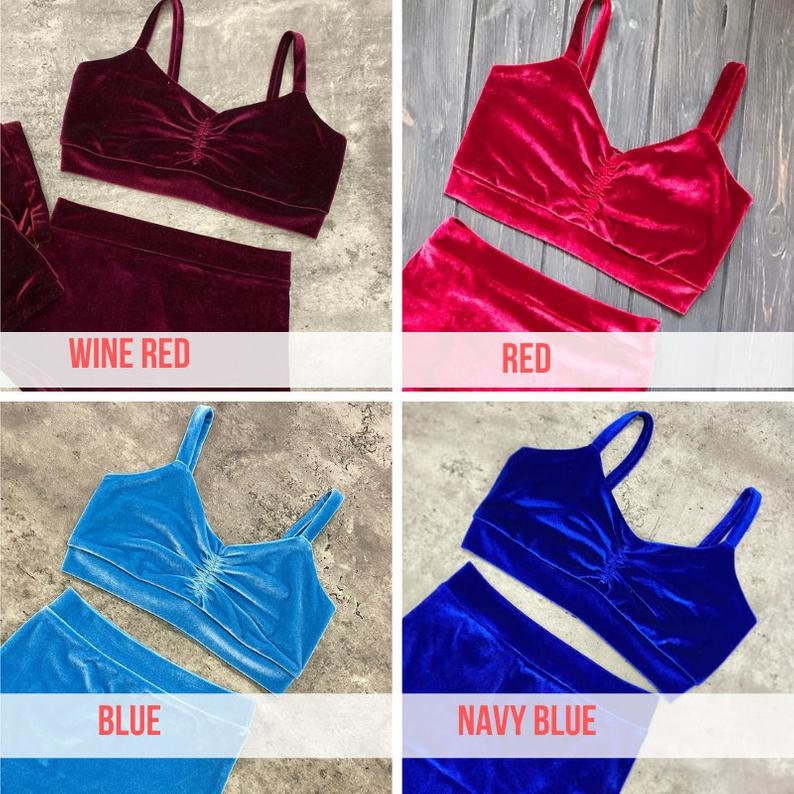 Exotic dancewear Velvet high waisted shorts and Sports bra Etsy