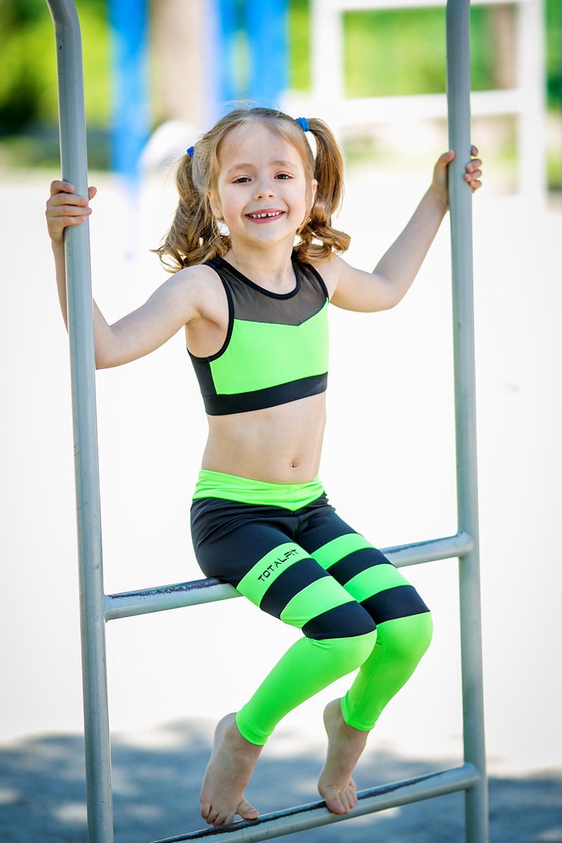 Kids Dancewear Kids Activewear Set Top and Leggings Black Etsy