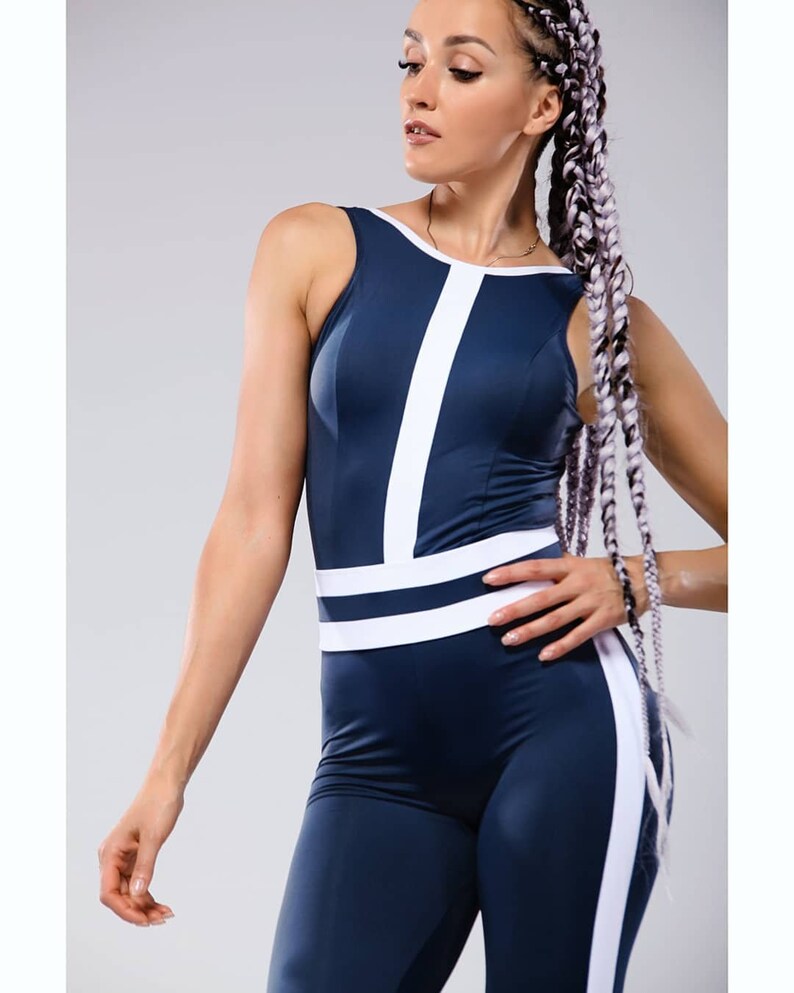 Jumpsuit with stripes Women Workout bodysuit Yoga Jumpsuit Etsy