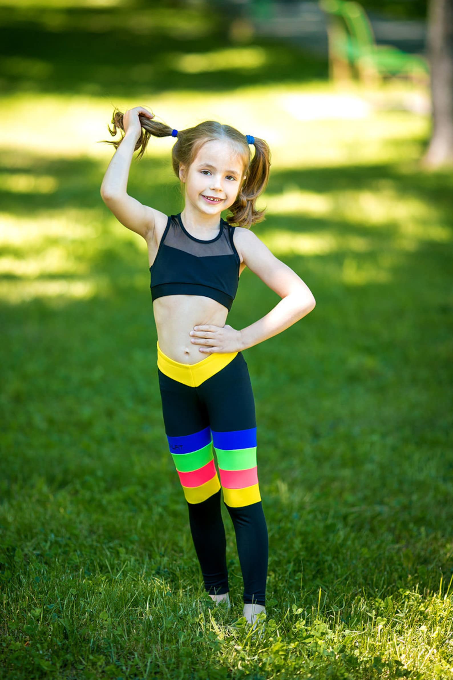 Kids Dancewear Kids Activewear Set Top and Leggings Black Etsy