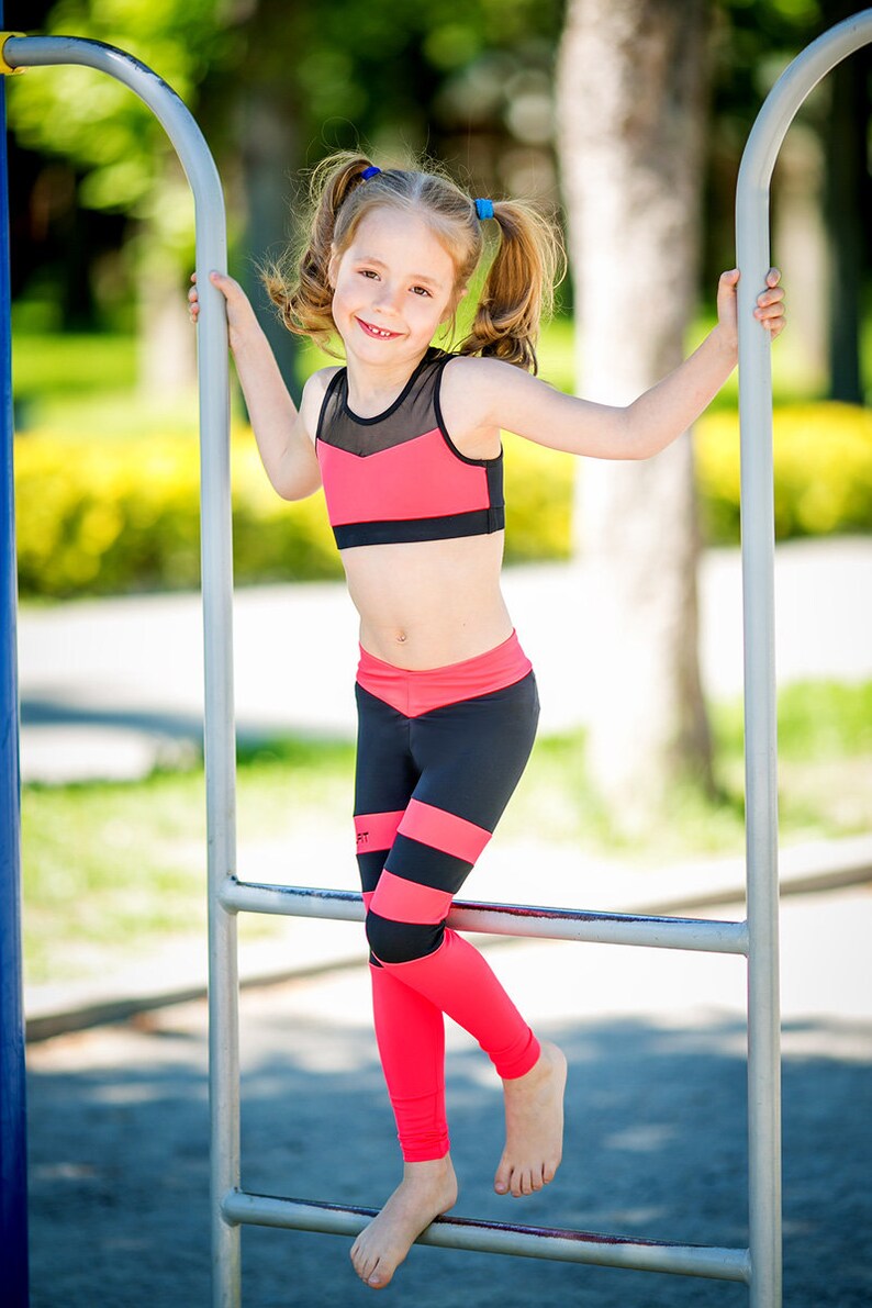 Kids Dancewear Kids Activewear Set Top and Leggings Black Etsy