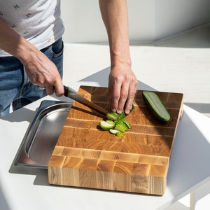 Ash cutting board with tray| Wooden cutting board| Custom cutting board| New home gift|Recipe cutting board|End grain cutting board for meat