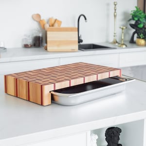 Cutting board with tray| Custom cutting board| Cutting board with tray|Bbq cutting board| Extra large cutting board| End grain cutting board